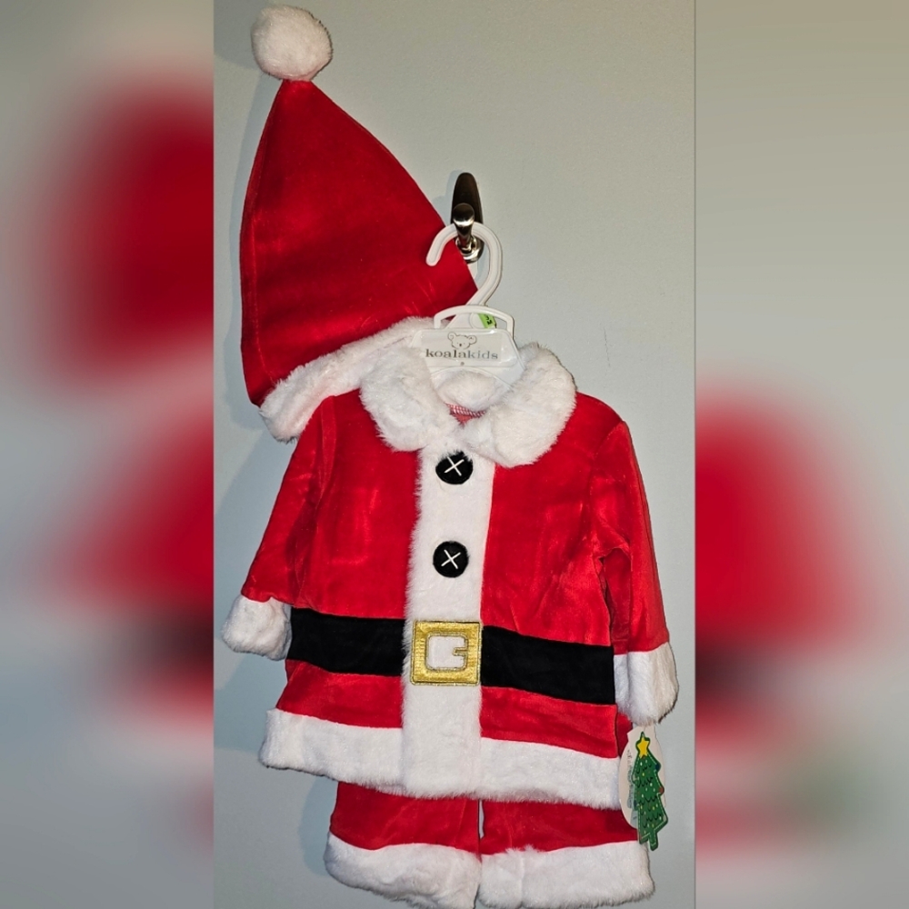 NWT-Koala Kids-Infant's-Santa Claus Outfit-Size 0-3 Months-Red, White & Black
